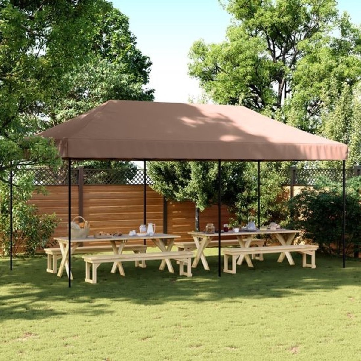 Vouwbare partytent 580x292x315cm in bruin - Perfect voor buiten evenementen