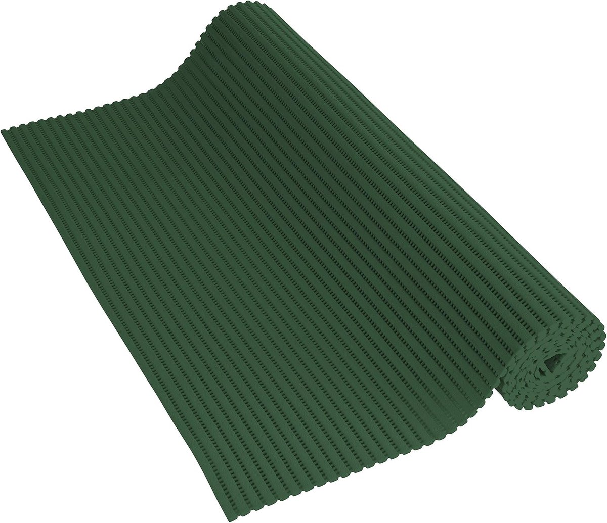 Zachte schuimmat Venisoft Uni donkergroen, antislip vloerbedekking, douchemat, badmat, antislipmat, PVC-polyester, 65 x 200 cm, 56802