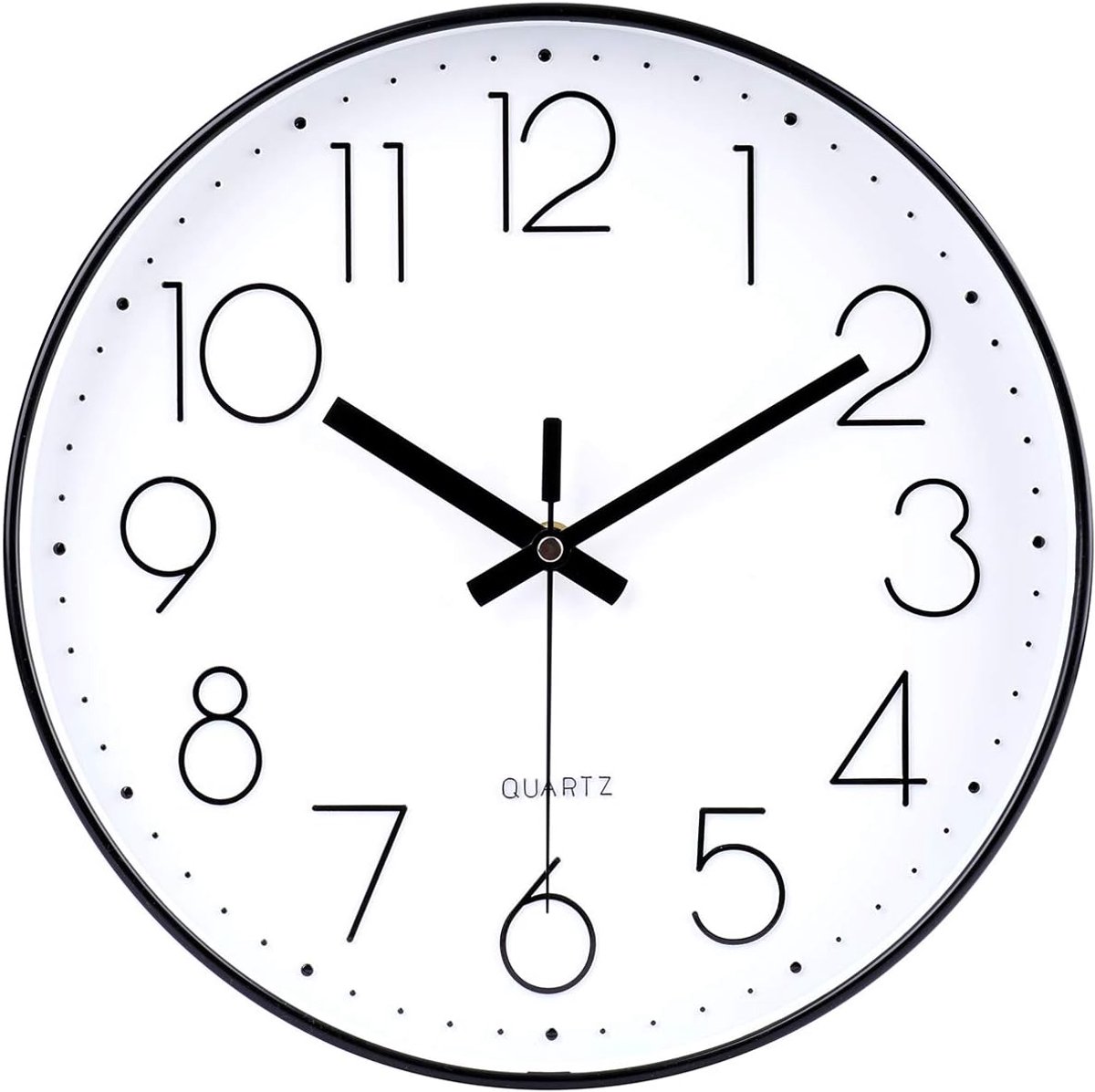 Wandklok – Minimalistisch Ontwerp – Stil Uurwerk – Diameter Van 30 Cm – Geschikt Voor Kantoren, Klaslokalen En Scholen (Zwart-Wit)
