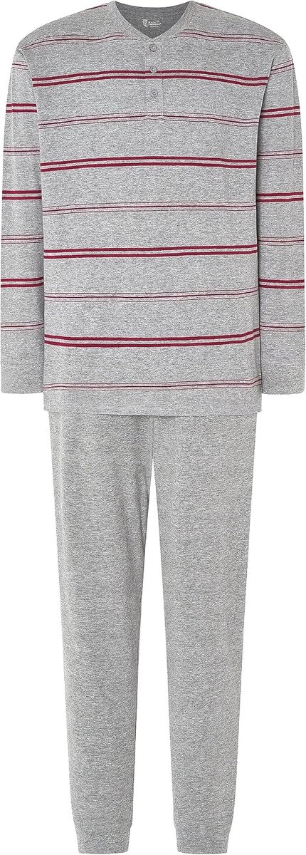Búho NOCTURNO Pyjama Heren Lang Gebreide 100% Katoen Of Mix Set Met Lange Mouwen En Broek Gestreepte – Slaapkleding Zomer of Tussenseizoen Grote Maten