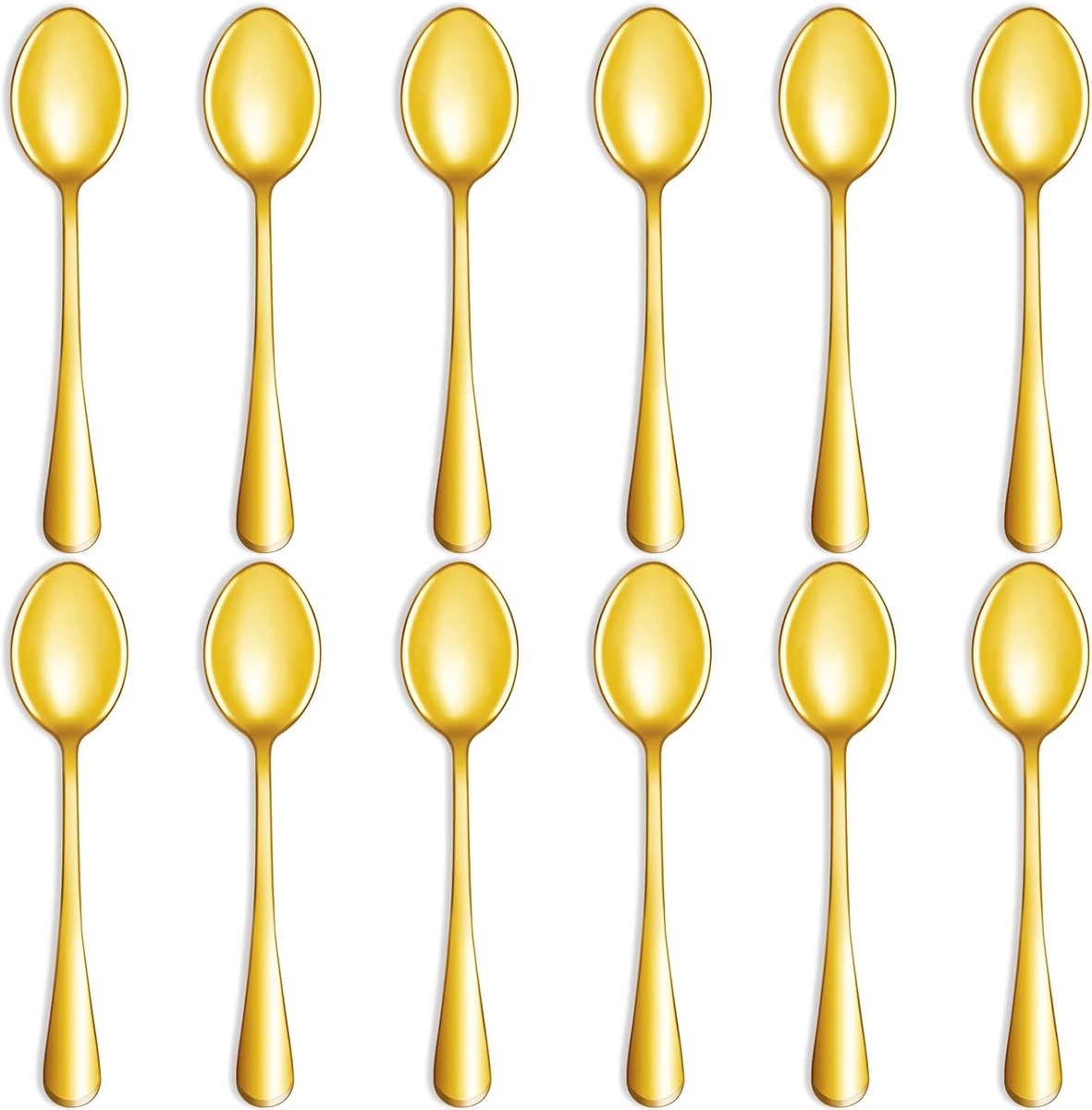 20,3 cm, soeplepel, eetlepel, roestvrij staal, soeplepel, koffielepel, tafel, diner, lepel, tafelservies, bestek, set voor thuisgebruik, keuken, restaurant (12 stuks, goud)