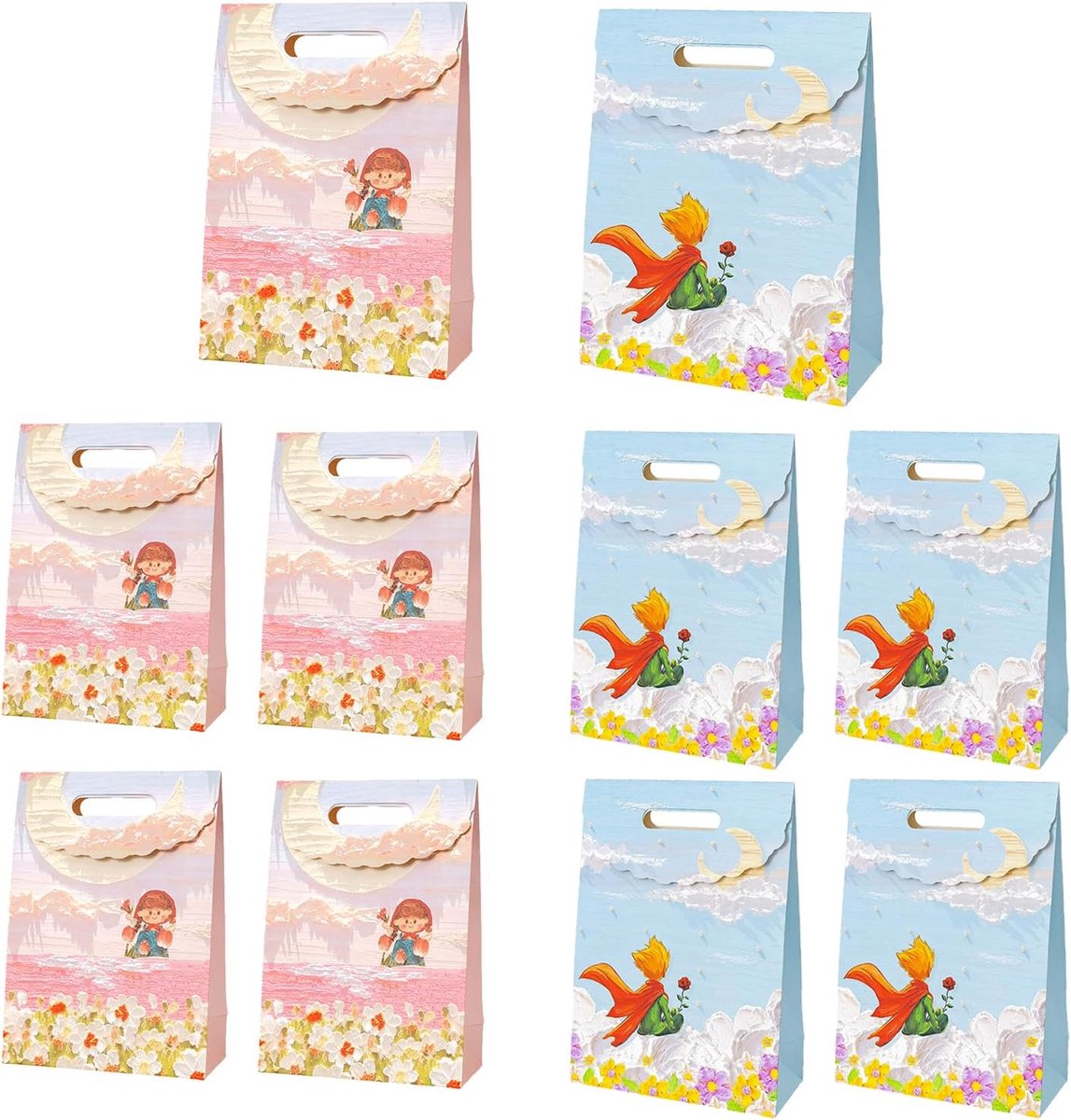 10 stuks geschenkzakjes met handvat in 2 verschillende designs voor jongens en meisjes - klein papier voor Moederdag, Valentijnsdag, verjaardag en huwelijksfeesten als cadeautje