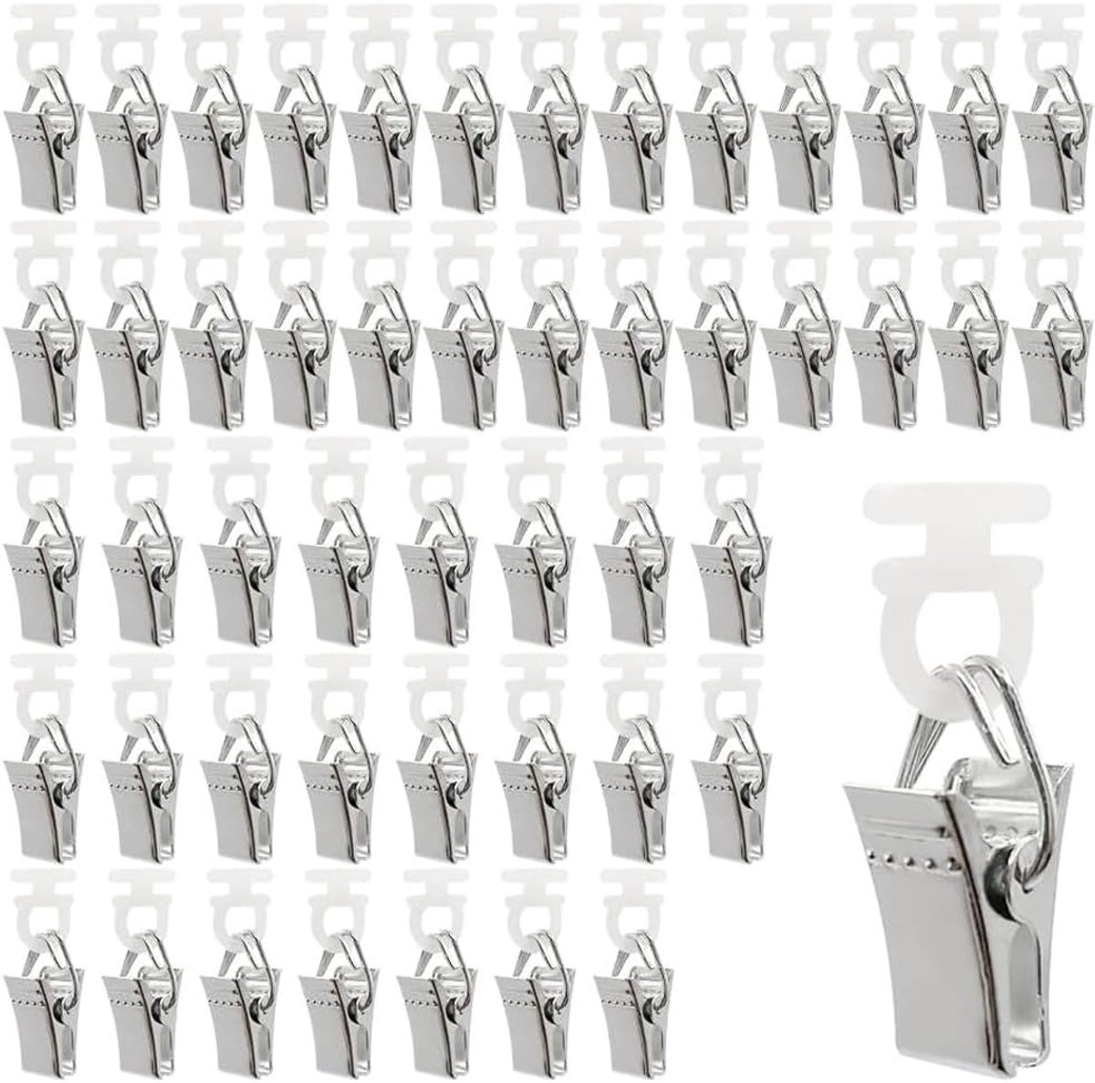 50 stuks, gordijnhaken voor rails, gordijnringen met haken, klemmen voor gordijnen, geschikt voor het ophangen van gordijnen, decoraties, gordijnrail plafond
