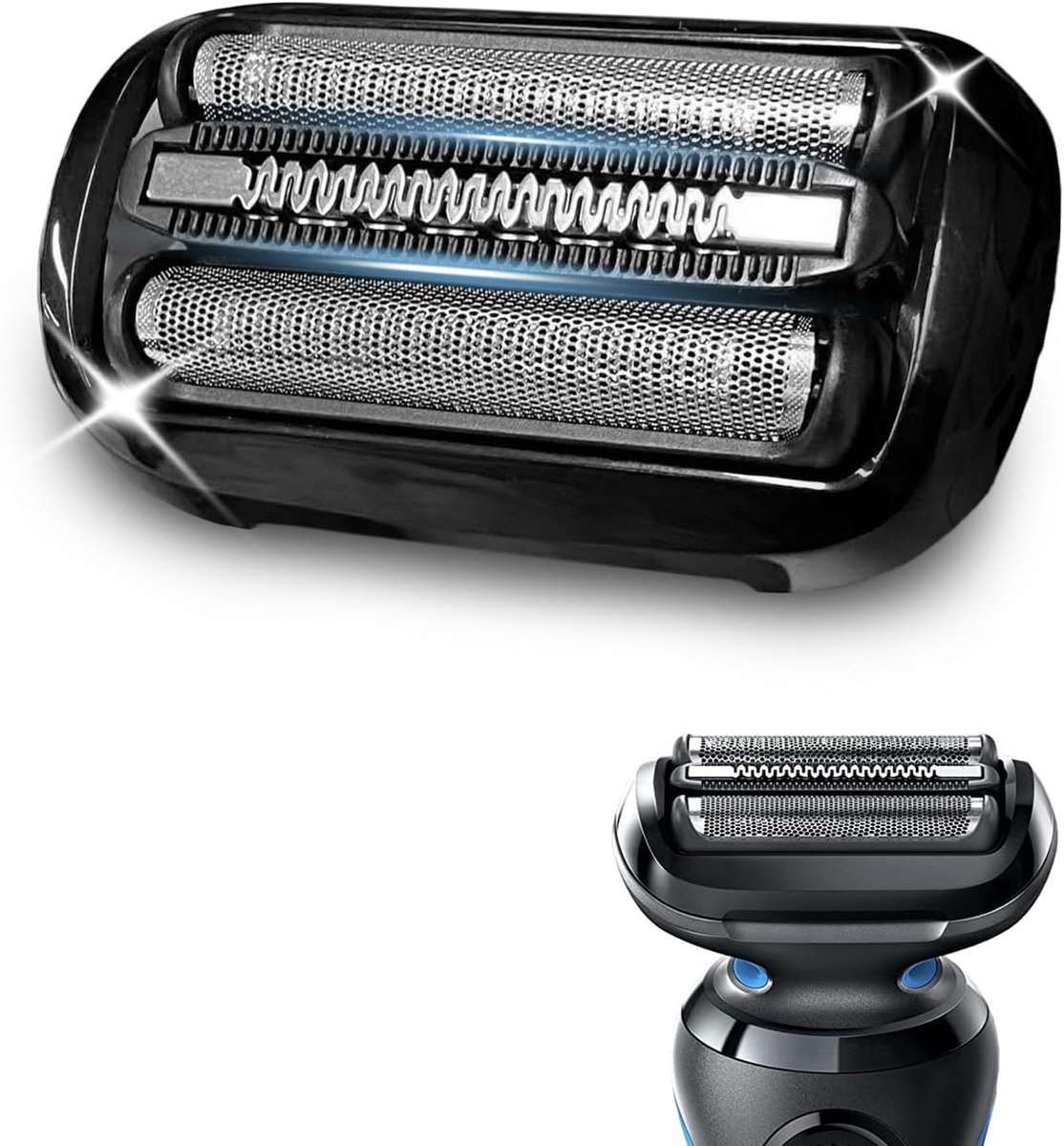 53B vervangende scheerkoppen compatibel met Braun elektrische scheermessen van de Series 5/6 - Past op 5020cs, 5018s, 5035s, 5049cs, 5050cs, 6020s, 6040cs, 6075cc, 6072cc, 6090cc - Zwart