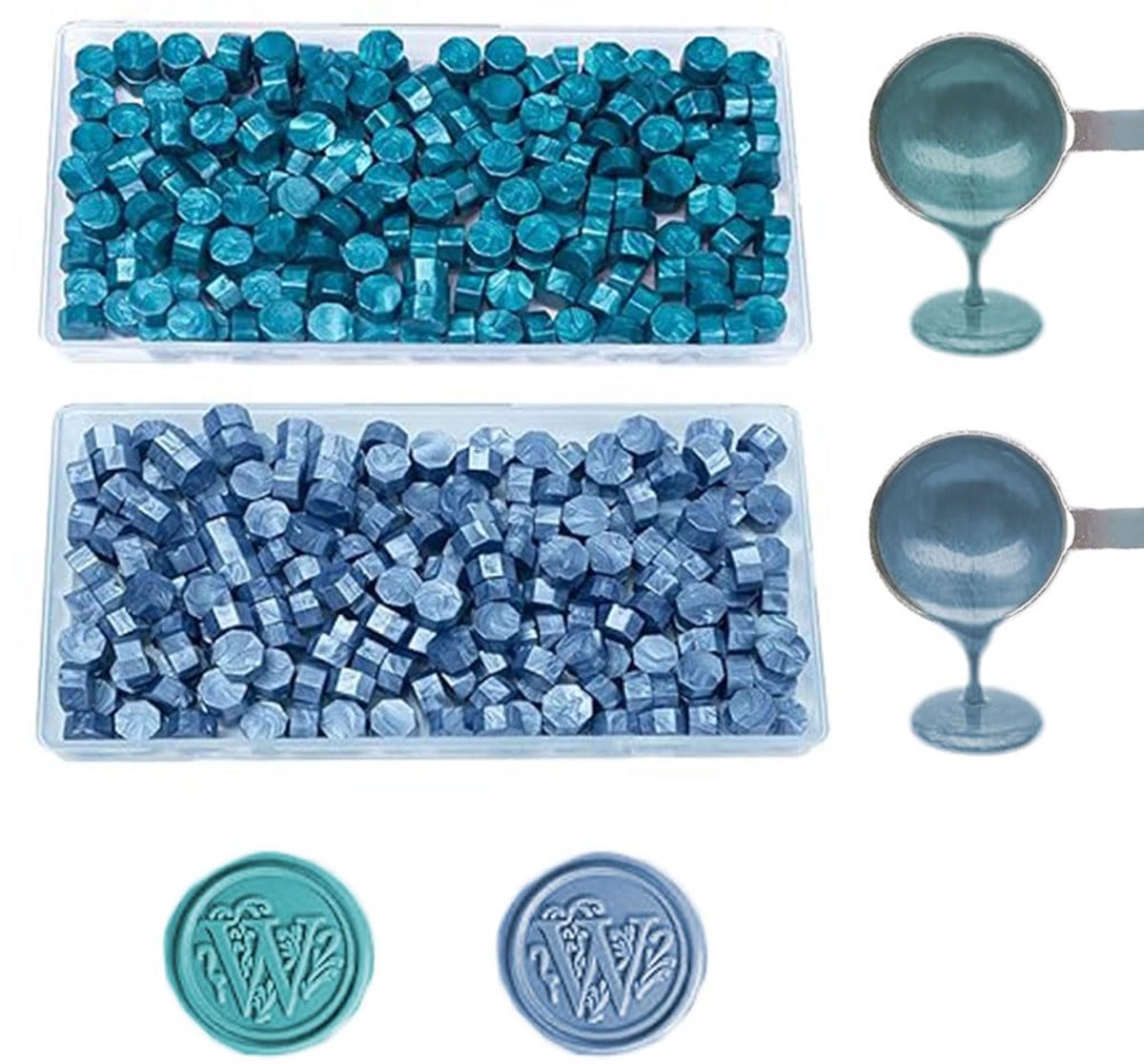 Seal Kralen, ANBOSE 200 PCS Grijs Blauw plus 200 PCS Eend Groene Verzegelende Waxkorrels, Wax Seal Kit voor Uitnodigingen
