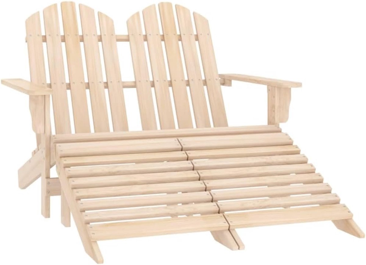 Adirondack Tuinbank, 2-zitsbank met voeteneinde, dennenhout, balkonstoelen, zitmeubel voor buiten, voor binnenplaatsen