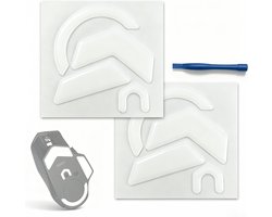 Glides voor Logitech G502 X Plus - vervangende muisvoeten voor Logitech G502 X Lightspeed, muisschaatsen, muizenaccessoires, vervangende muisvoetjes, PTFE Slide Pads Muis, wit, 2 stuks, incl. blauwe