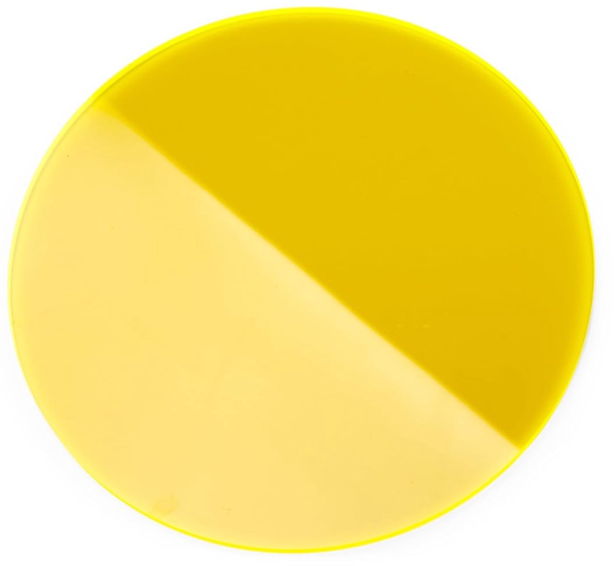 Glas GS gekleurde glazen, veelzijdig bruikbare en fluorescerende acrylglasplaat voor lichtobjecten en verlichtingsdoeleinden, 3 mm dikke acrylschijf in Ø 100 mm, geel transparant
