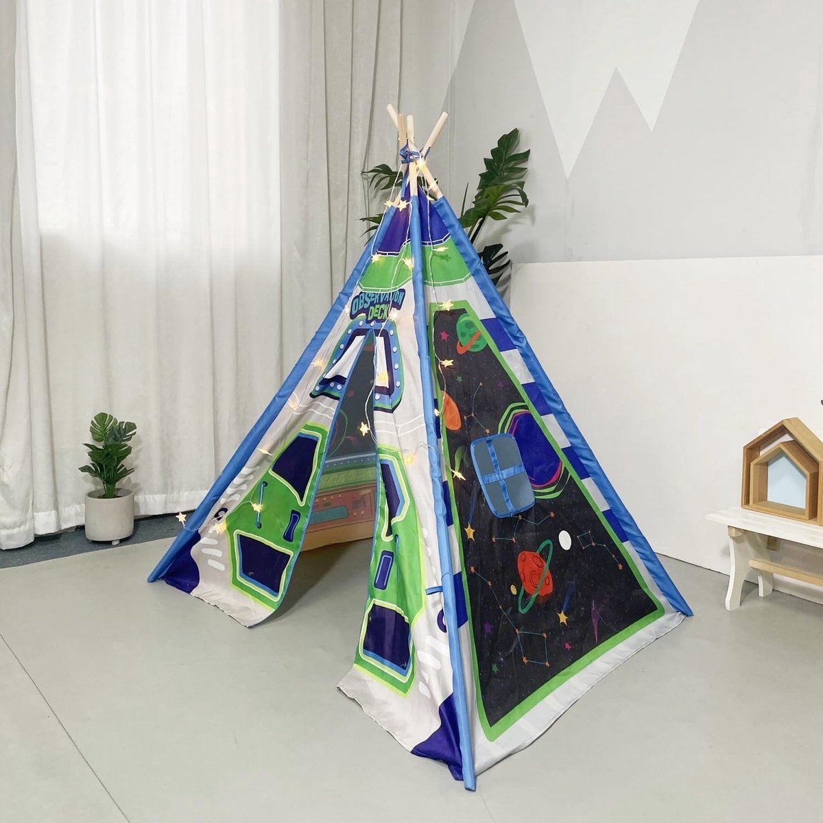 Tent voor kinderen, raketspeeltent voor jongens, kindertent, binnen, tipi, speeltent voor kinderen, kinderhut voor buiten, 110 x 100 x 140 cm