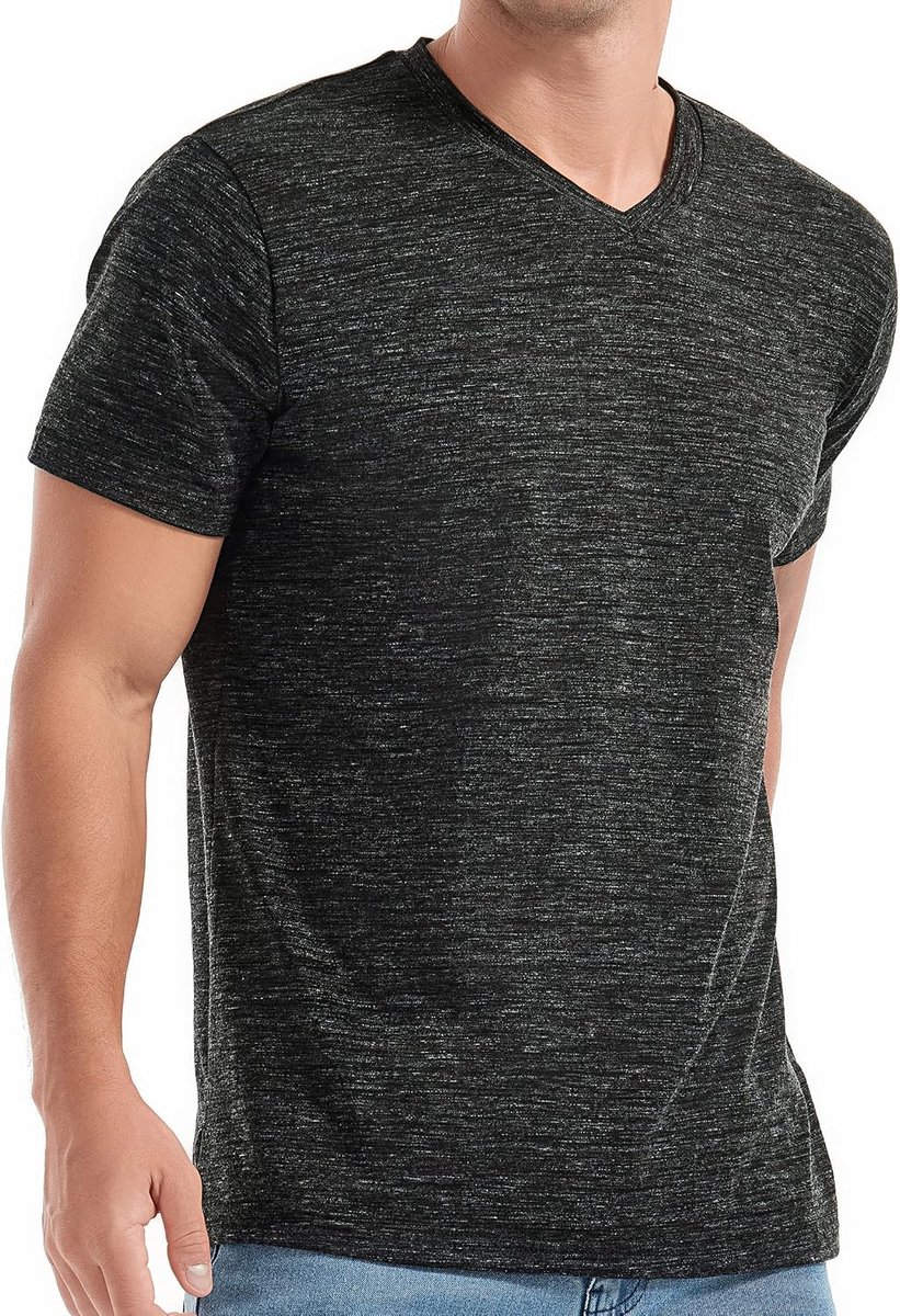 Basic T-shirt voor heren, hoge V-hals T-shirt-V2