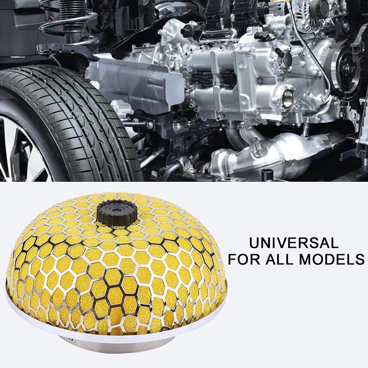 Universal High Flow Auto-Lufteinlass-Einlassfilterreiniger Für Automotor-Luftfilter Für 76 Mm Einlassdurchmesser(Gelb)