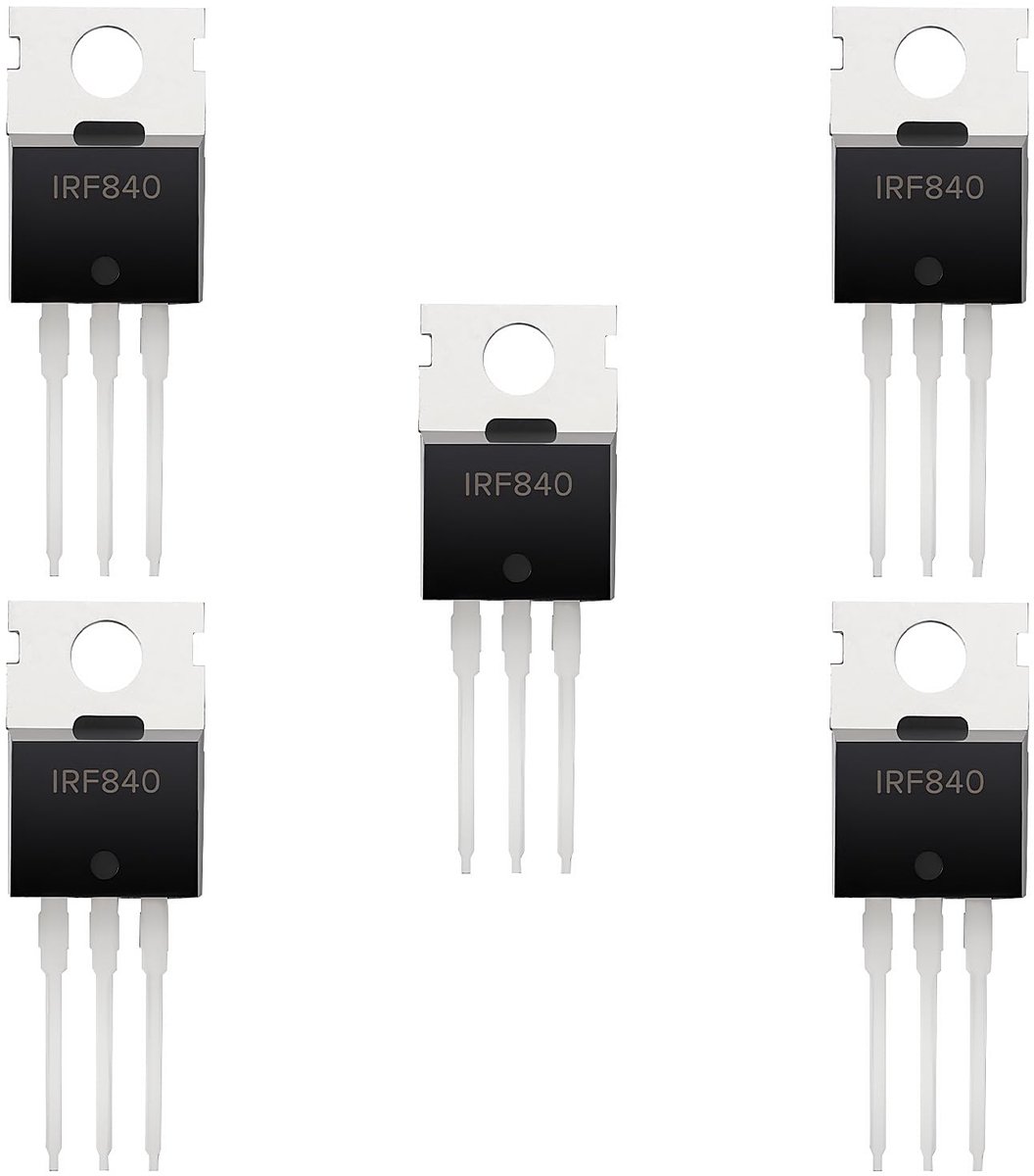 5 Stuks IRF840 MOSFET-Transistor, 8A 500V N-Kanaal Gelijkrichter Power MOSFET-Transistors TO-220