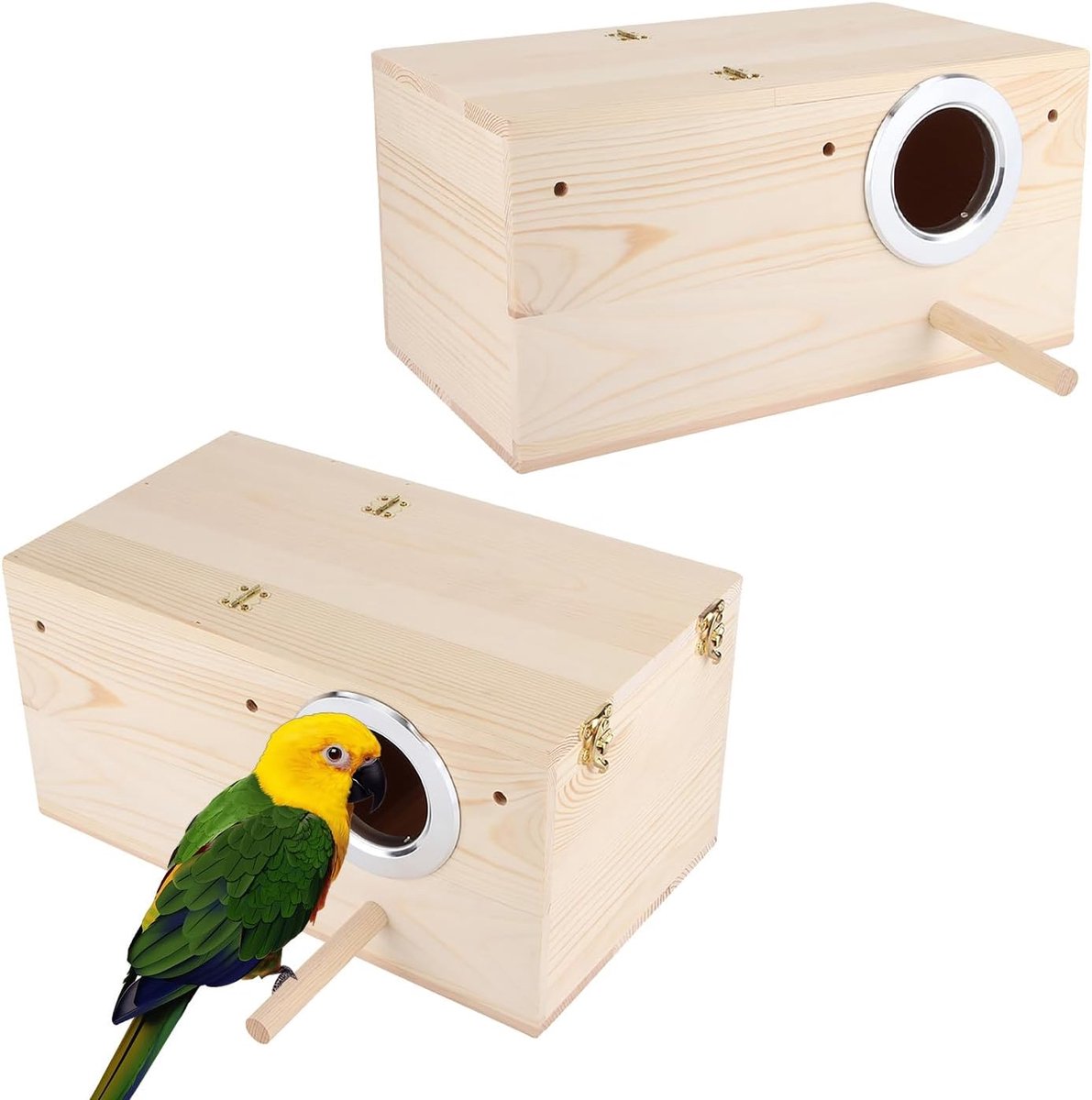 Dailygoods- Nestkast Houten Vogelhuis - Vogelkooi Huis - Papegaaien Kweekkast - Tuindecoratie - 34x19,5x17 cm - Elegantie en kwaliteit