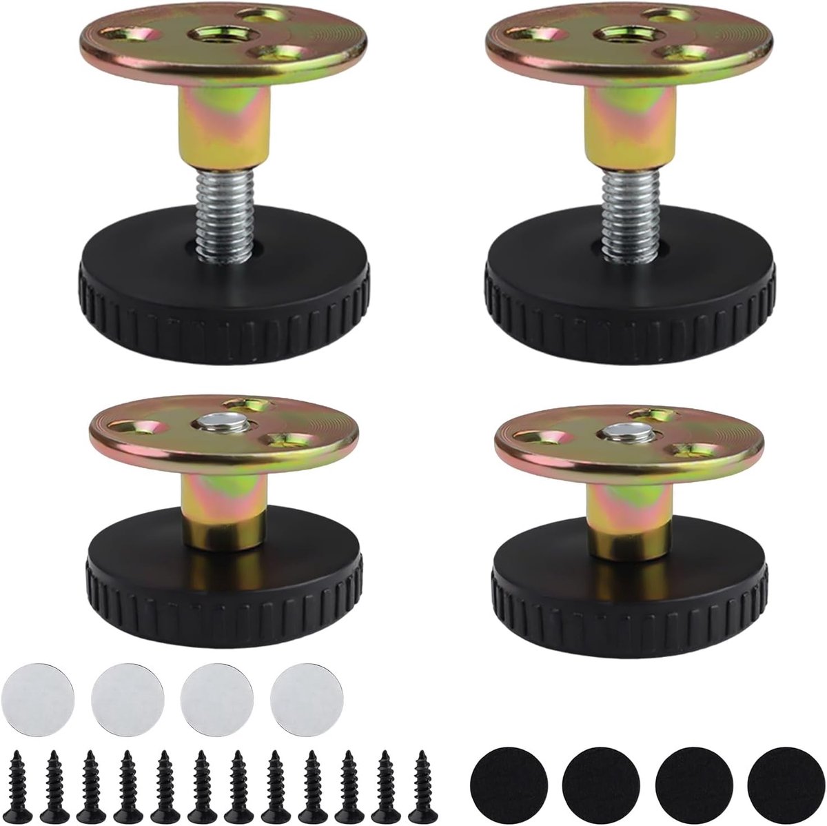 Dailygoods- Meubelpoten Verstelbaar - Set van 4 - Hoogte Verstelbaar - Antislip - Montageaccessoires - Zwart/Zilver - Voorkomt Krassen