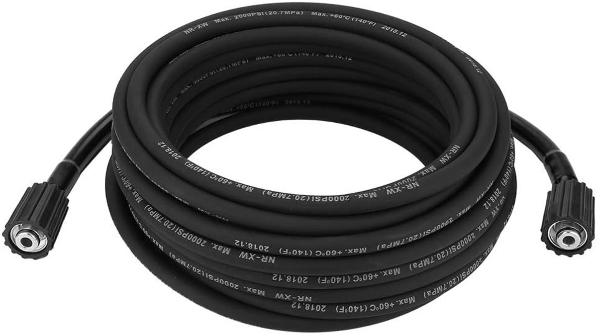Dailygoods- Verlengslang 10 m - Hogedrukslang 5800 PSI - Rubber - M22 Connector - Universele Compatibiliteit - Koud Watergebruik
