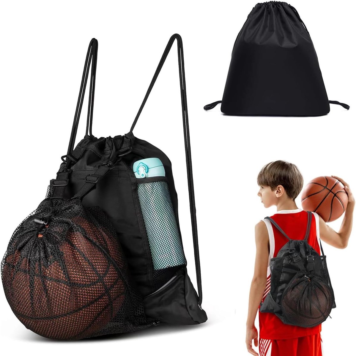Dailygoods- Gymtas Waterdicht - Sporttas met Trekkoord - Schooltas met Ritssluiting - Zijdelingse Opbergvakken - Geschikt voor Voetbal/Basketbal - Ide