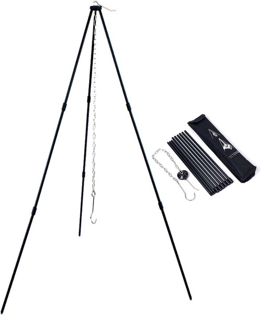 Dailygoods- Kookstatief Opvouwbaar - Aluminiumlegering - Lichtgewicht - Verstelbare Ketting - Draagtas - Duurzaam en Temperatuurbestendig - Kampeersta