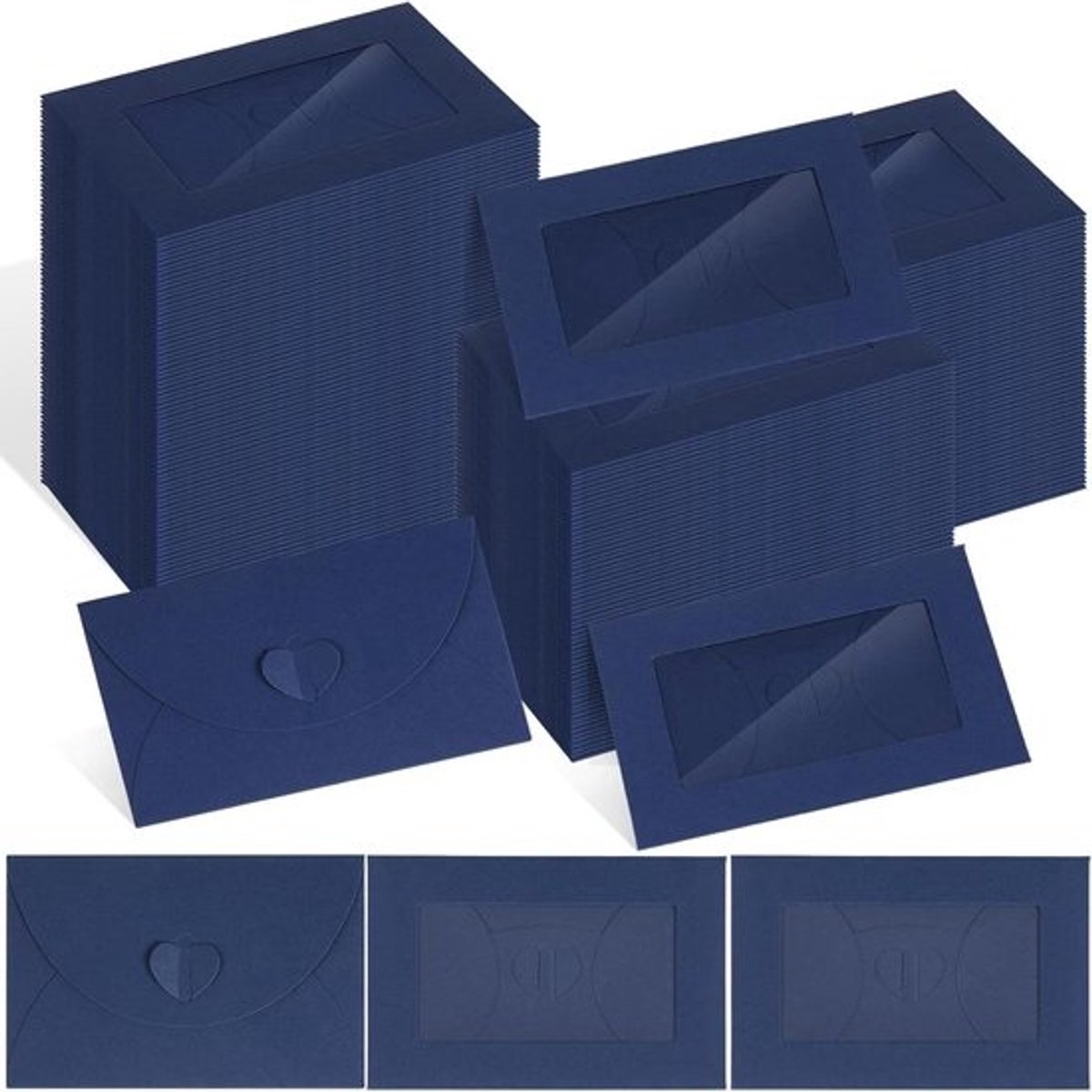 Enveloppen Cadeaubonnen - Kaarthoezen Mini - Cadeaus Personaliseren - Doorzichtig Venster - 10.5 x 7 cm - Donkerblauw