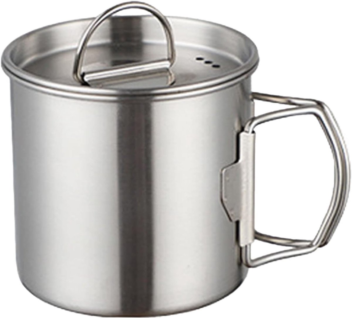 Dailygoods- Campingcup RVS 500ml - Opvouwbare Handgreep - Deksel/Schaal - Voor Buiten/Kamperen - Wandelen/Backpacken - Ruimtebesparend - Kampeermok