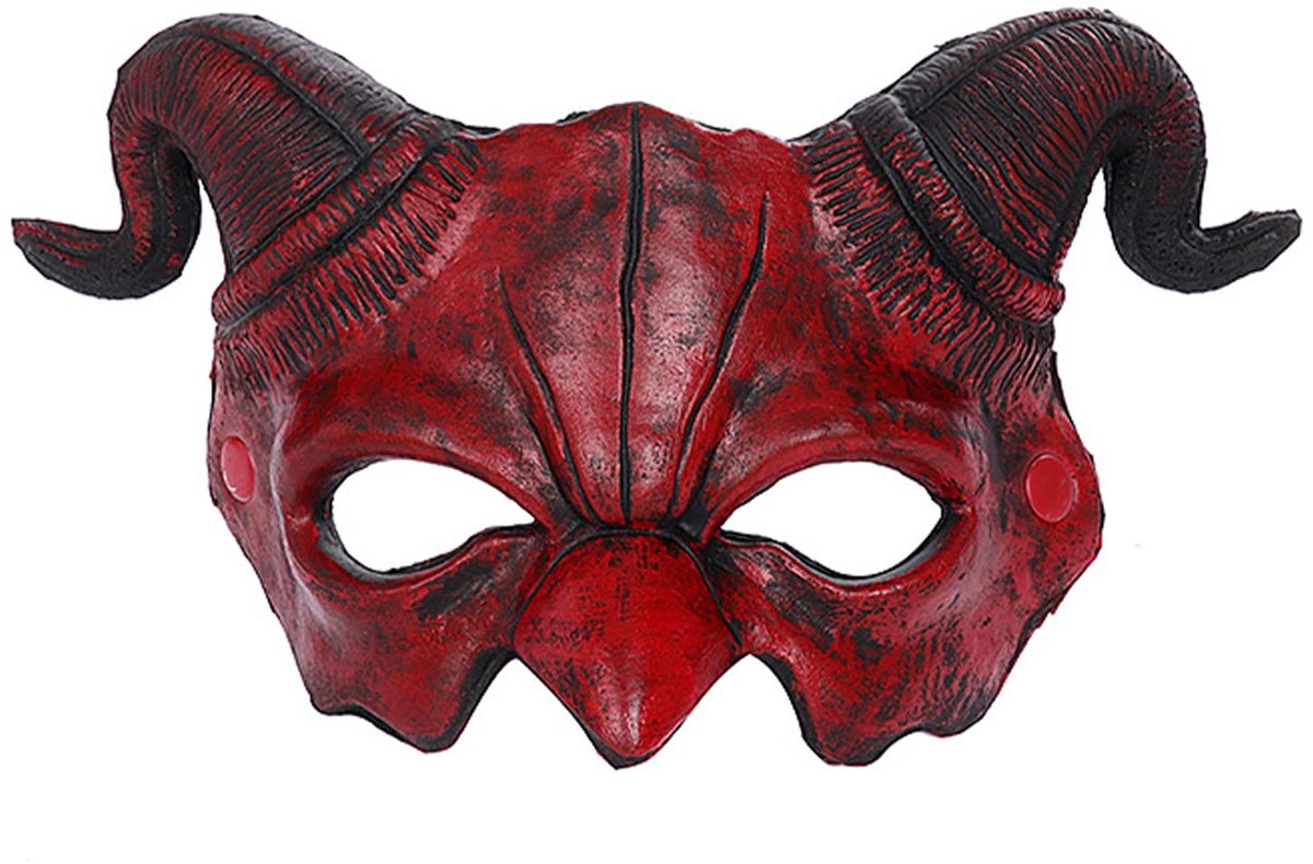 Dailygoods- Duivelmasker Realistisch - Halfgelaatsmasker - Cosplay Kostuum - Schuimmasker - Antislip Grip - Hoogwaardig PU-Materiaal - Griezelmasker