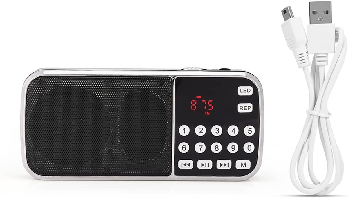 Dailygoods - Draagbare Digitale Audio Luidspreker met LED-Zaklamp - Ondersteuning voor USB en FM-radio
