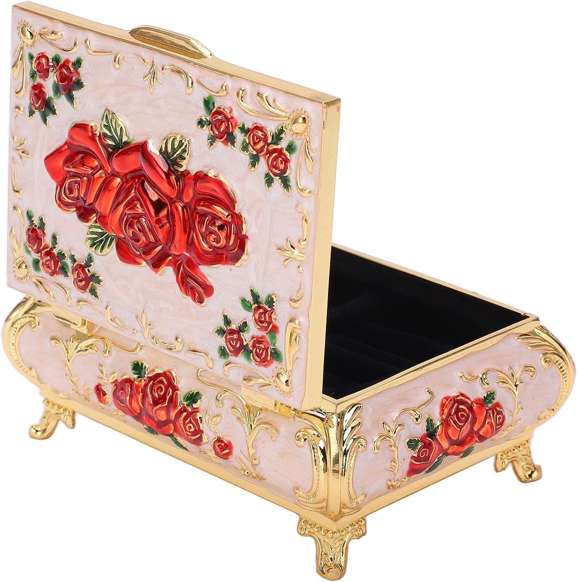 Dailygoods- Juwelendoos Vintage Ontwerp - Sieradendoos voor Volwassenen - Antieke Aandenken - Rozen Patroon - Rijke Glans - Elegant Design