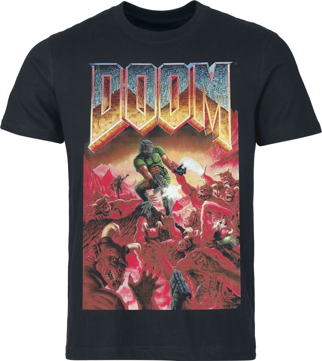 Doom Classic Boxart - Heavyweight Heren T-shirt - zwart - L