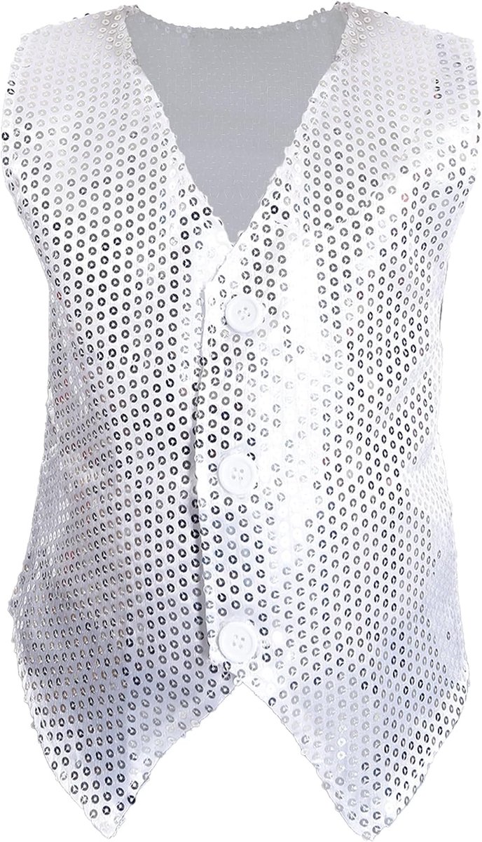 Pailletten vest voor jongens en meisjes, hiphop-vest, kostuum voor kinderen, feest, dans, afstudeerfeest, 1 tot 12 jaar