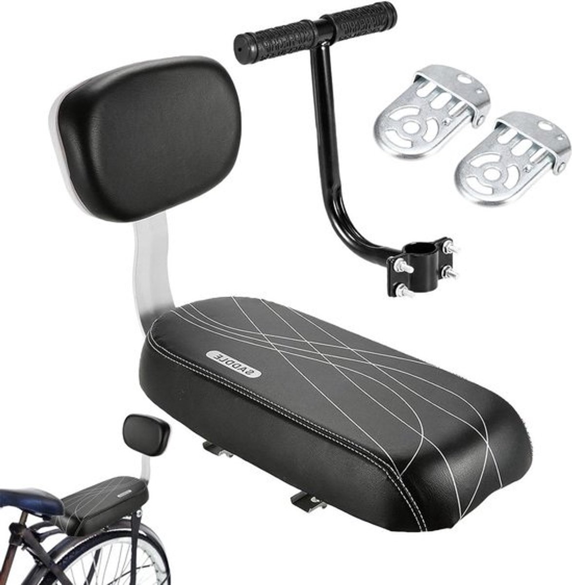 Kinderfietszitje - Baby Fietsstoeltje - Kinderen Vervoeren - Met Rugleuning Armleuning - 32.5 x 27 x 15.9 cm - Zwart