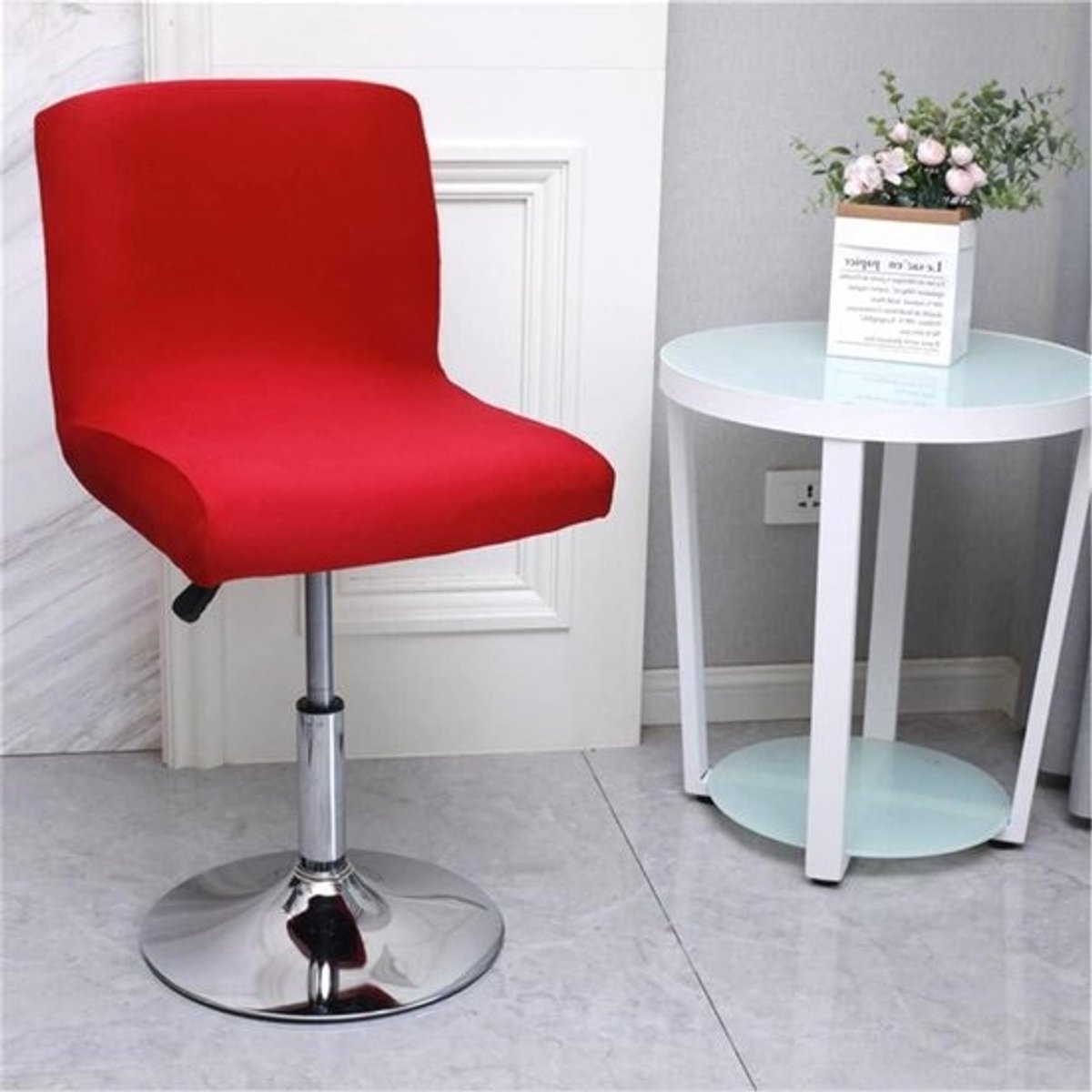 Barkruk Hoezen - Stoelhoezen - Eetkamer Decoratie - Zacht Ademend Materiaal - 2 Stuks - Rood