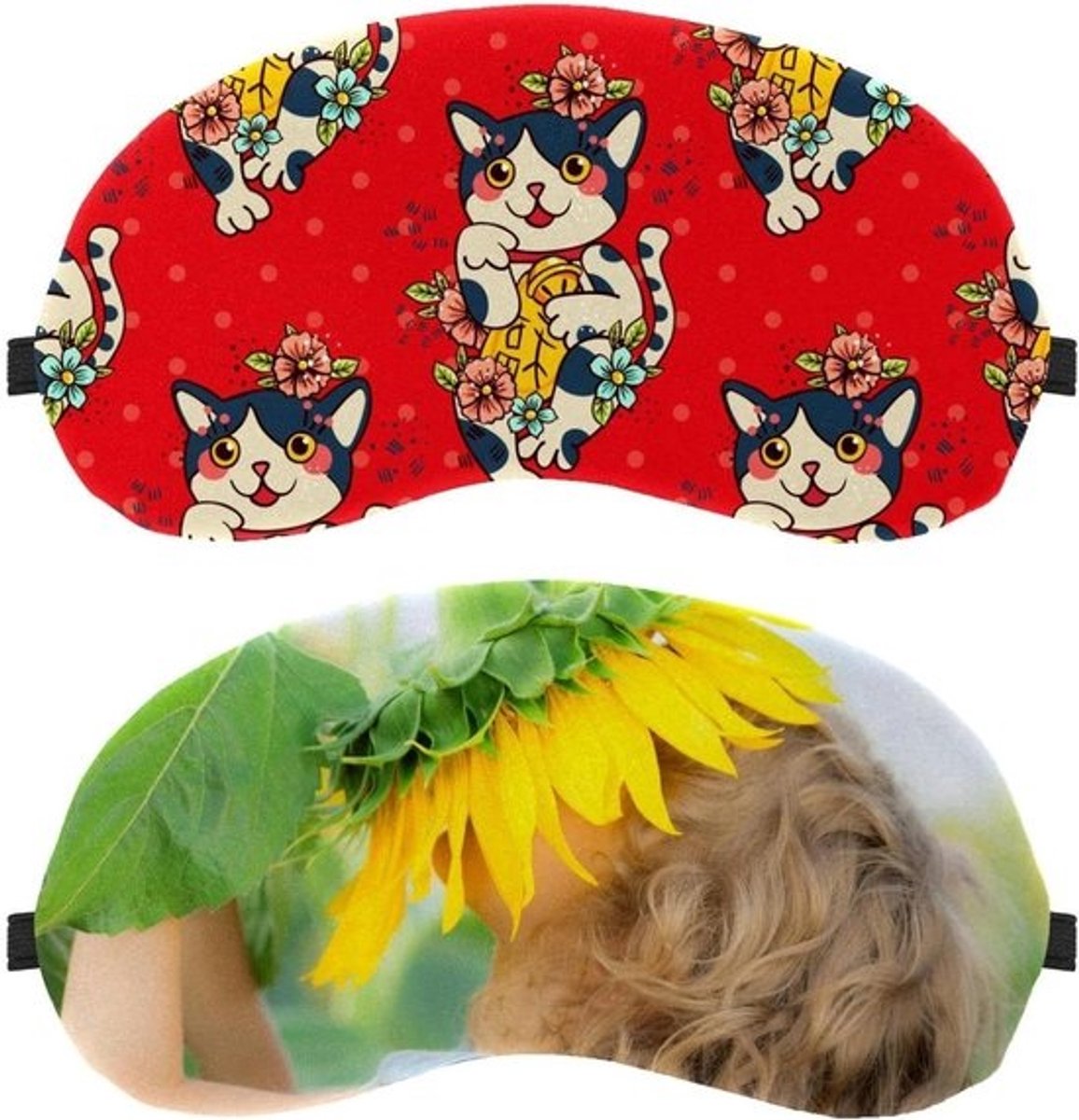 Slaapmasker Set - Oogmasker Blinddoek - Licht Blokkeren - Nul Oogdruk - 2 Stuks - Meisje Zonnebloem