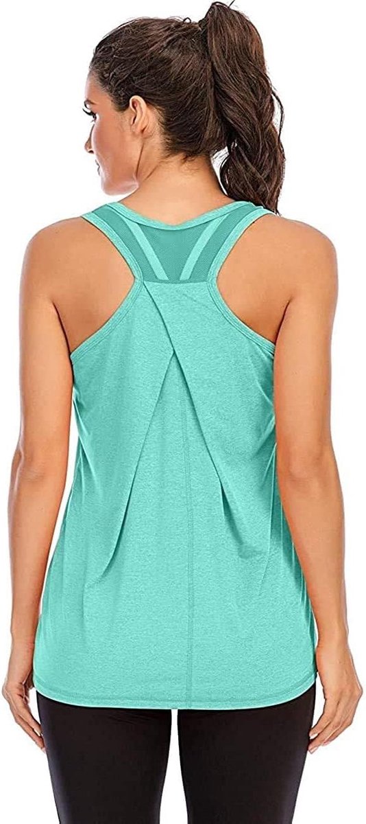 Sporttop voor dames, yoga, tanktop, bovenstuk, hardlopen, fitness, mouwloos, mesh, functioneel shirt