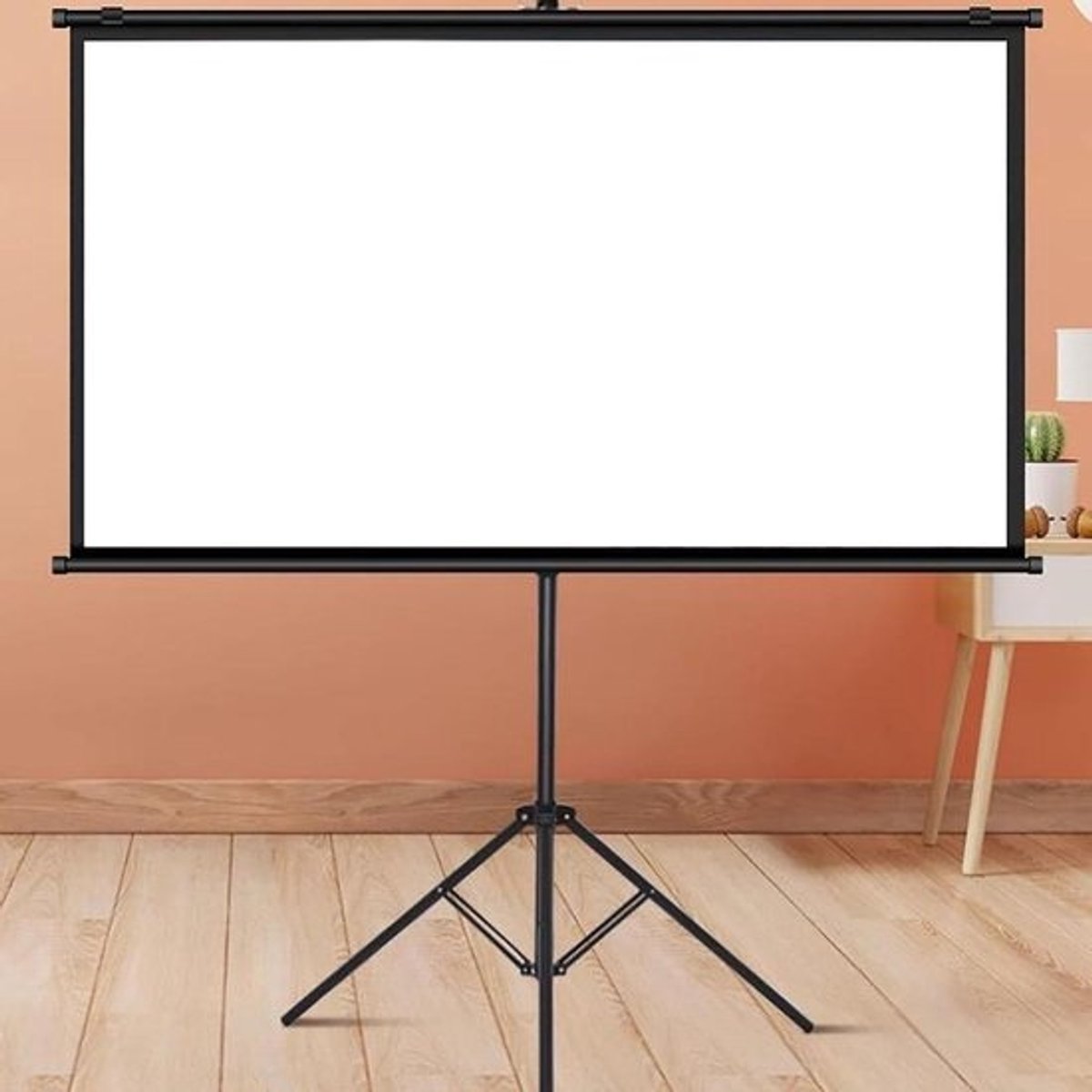 Projectiescherm Vloerstaand - Draagbaar Scherm - Thuisbioscoop Creëren - In hoogte verstelbaar - 72 inch 16:09 - Wit