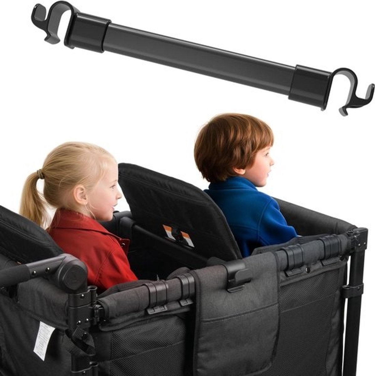 Wagon Support Bar - Stroller Bar - Kinderen Vervoeren - Flexibele Ruimte - 38 cm - Zwart