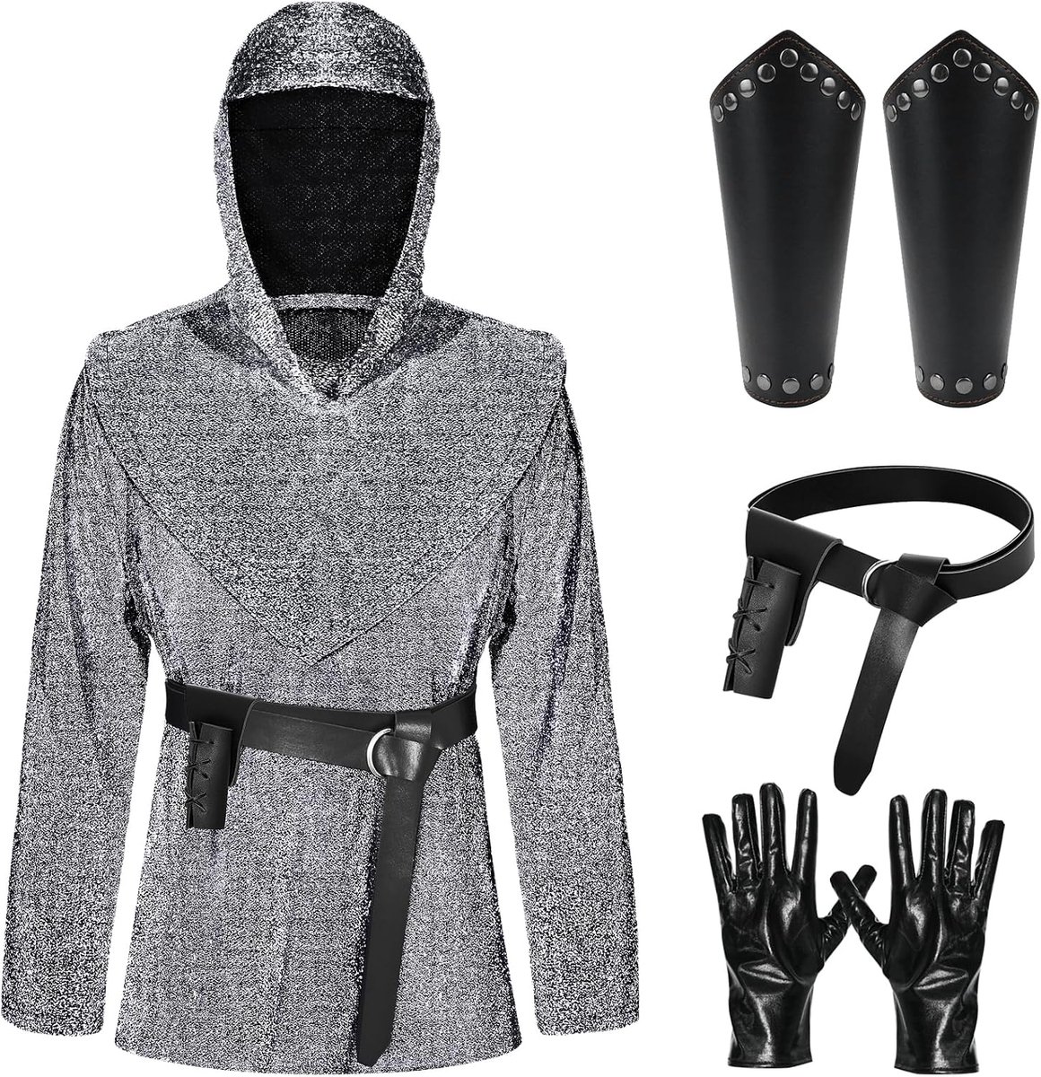 kostuum voor heren, middeleeuws ridderkostuum, renaissance, zwarte ridder, fancy dress, outfit, Halloween, carnaval, feest