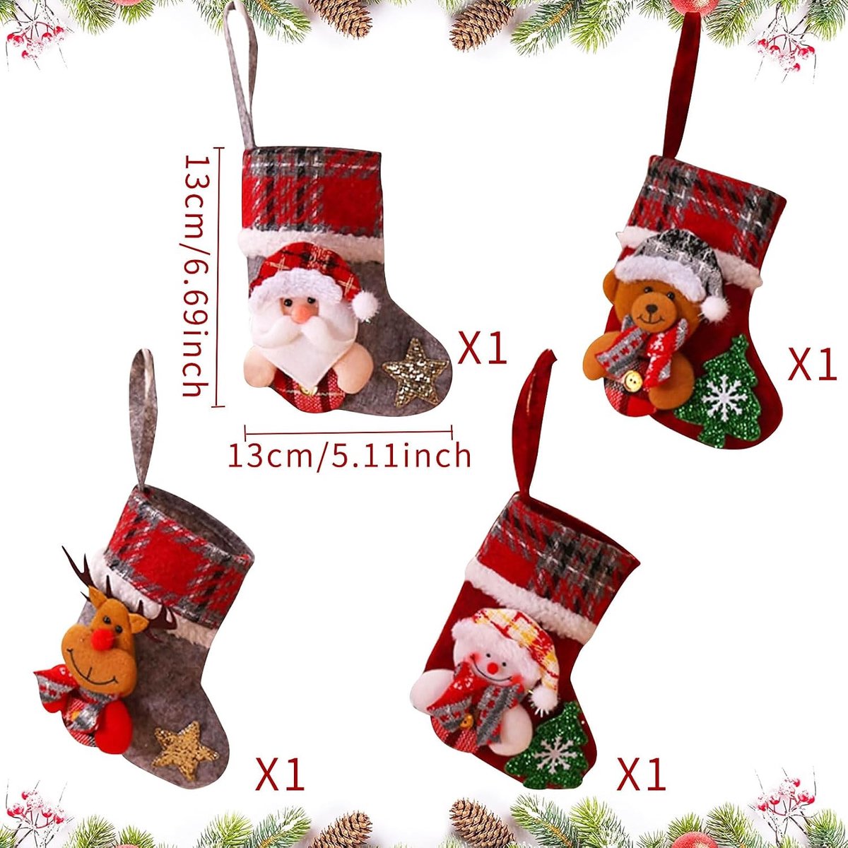 Kousen, kerstlaarzen, kerstsokken voor de open haard, kerstlaarzen om te vullen, kerstkousen, hangende kerstsokken voor kerstboom, huis, tuindecoratie