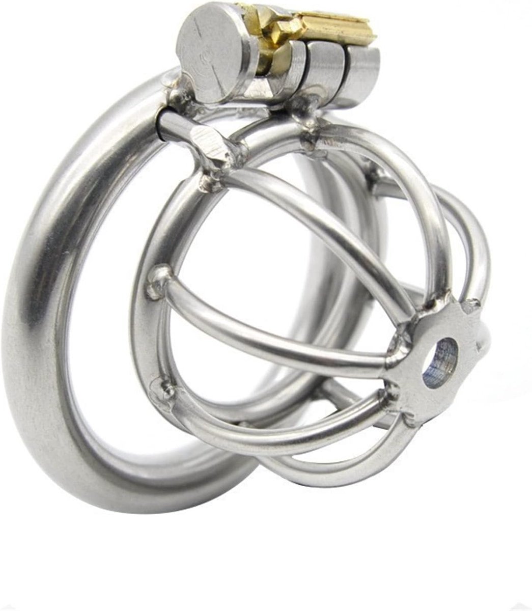 Penis Cage Stainless Steel Anti-fall Chastity Device Ventilation Breathable Cock Cage Fetish Sex Toys for Man (Small,40mm)
