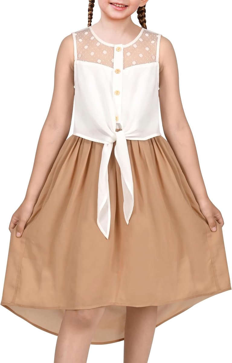Jurk Turn down kraag Bloem Chiffon Partij Zwart 7-14 jaar