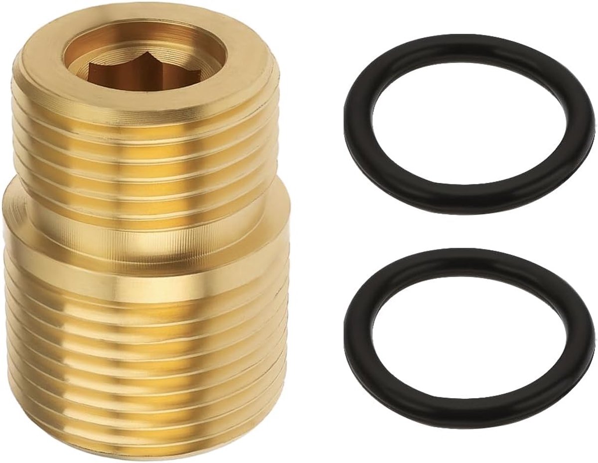 Dailygoods- Water Outlet Fitting Mannelijk M20 naar M22 - Koper - 1x Connector - 2x O-Ring - Vervanging 7110264 - Geschikt voor Hogedrukreiniger 52000
