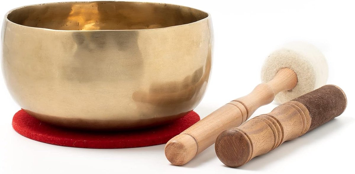 klankschaal I 600-700 g I voor meditatie, yoga & ontspanning I incl. klos / pad I handgesmeed I Fair Trade uit Nepal