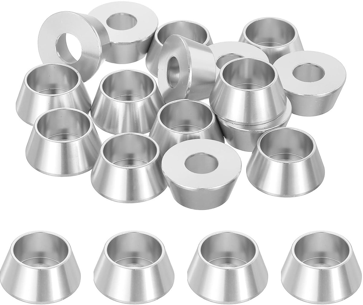 Conische sluitringen M8, geanodiseerde aluminium afdichtingen, conisch, voor schroeven, accessoires voor RC/FPV/PC/drone/mechanische modellen, 20 stuks (zilver)