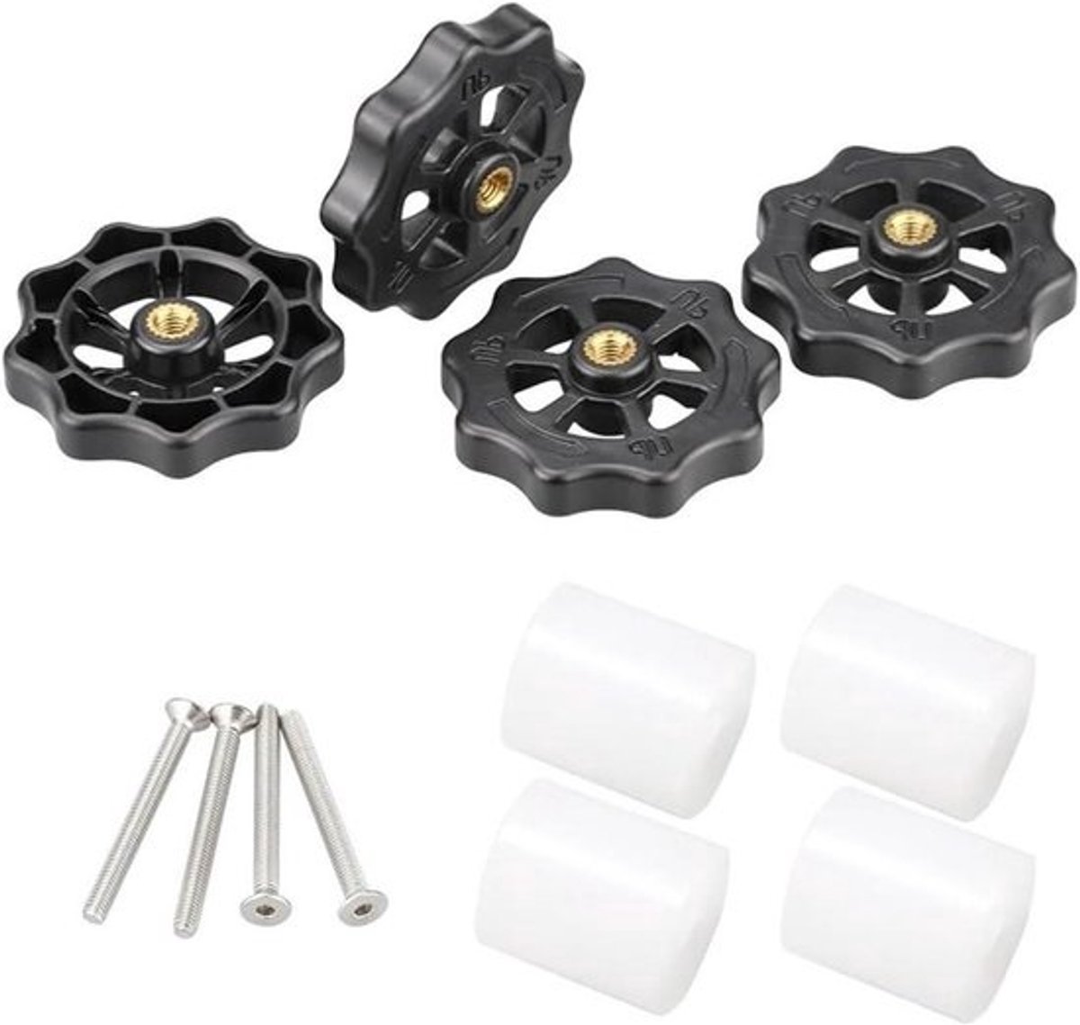 Nylon Afstandhouders - Nivelleringskolom Bedbevestigingen - 3D Printer Stabiliseren - Zelfnivellerend - 16 mm hoogte - Zwart