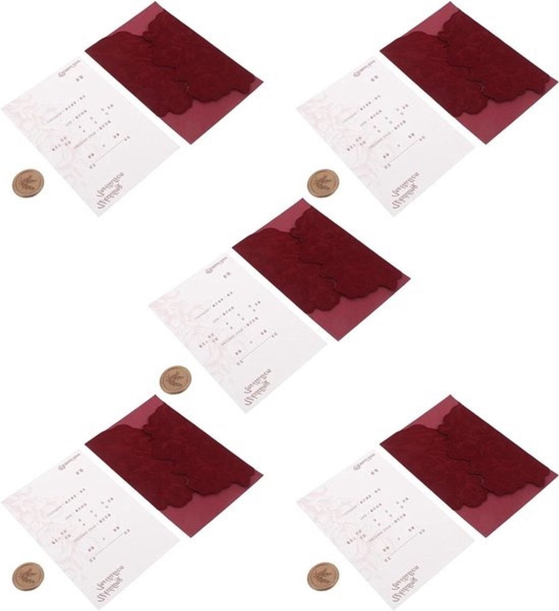 Bruiloft Uitnodigingen - Feestkaarten Stationery - Feestelijke Gelegenheden - Fluwelen Afwerking - 18x12 cm - Donkerrood