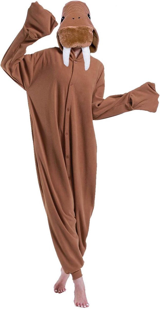 dressfan Animal Walrus Onesie Walrus Kostuum Cosplay Kostuums Eendelige Pyjama voor Vrouwen Unisex Volwassen Kids Mannen Jongens Meisjes
