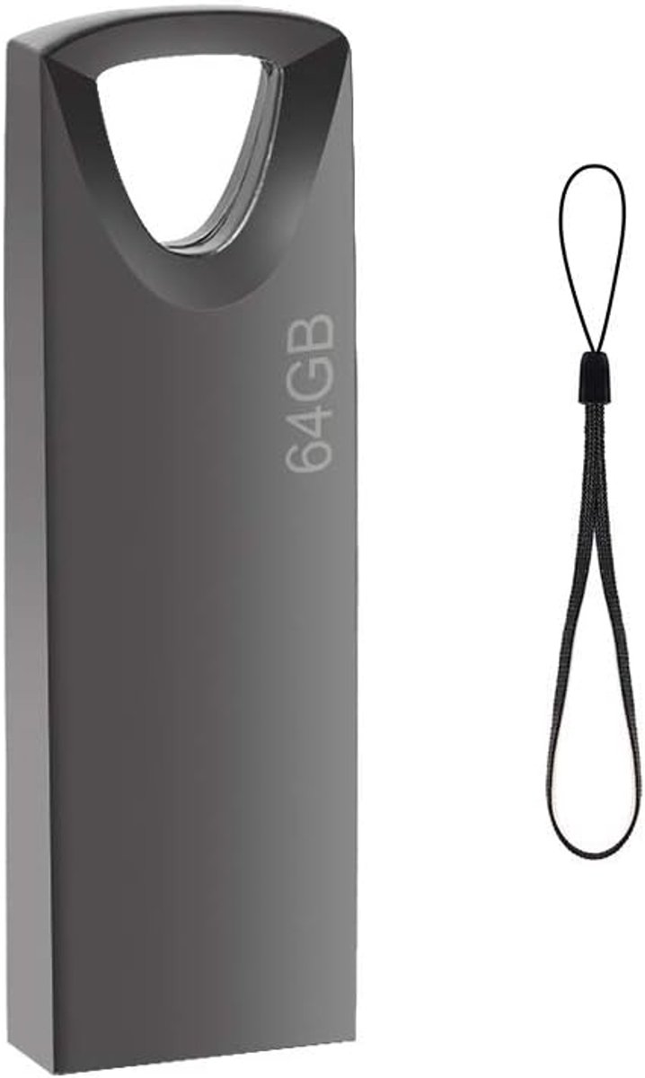 USB-Stick 64 GB, Slanke Waterdichte Flash Drive Voor School, Kantoor, Auto, PC, Laptop (Grijs)