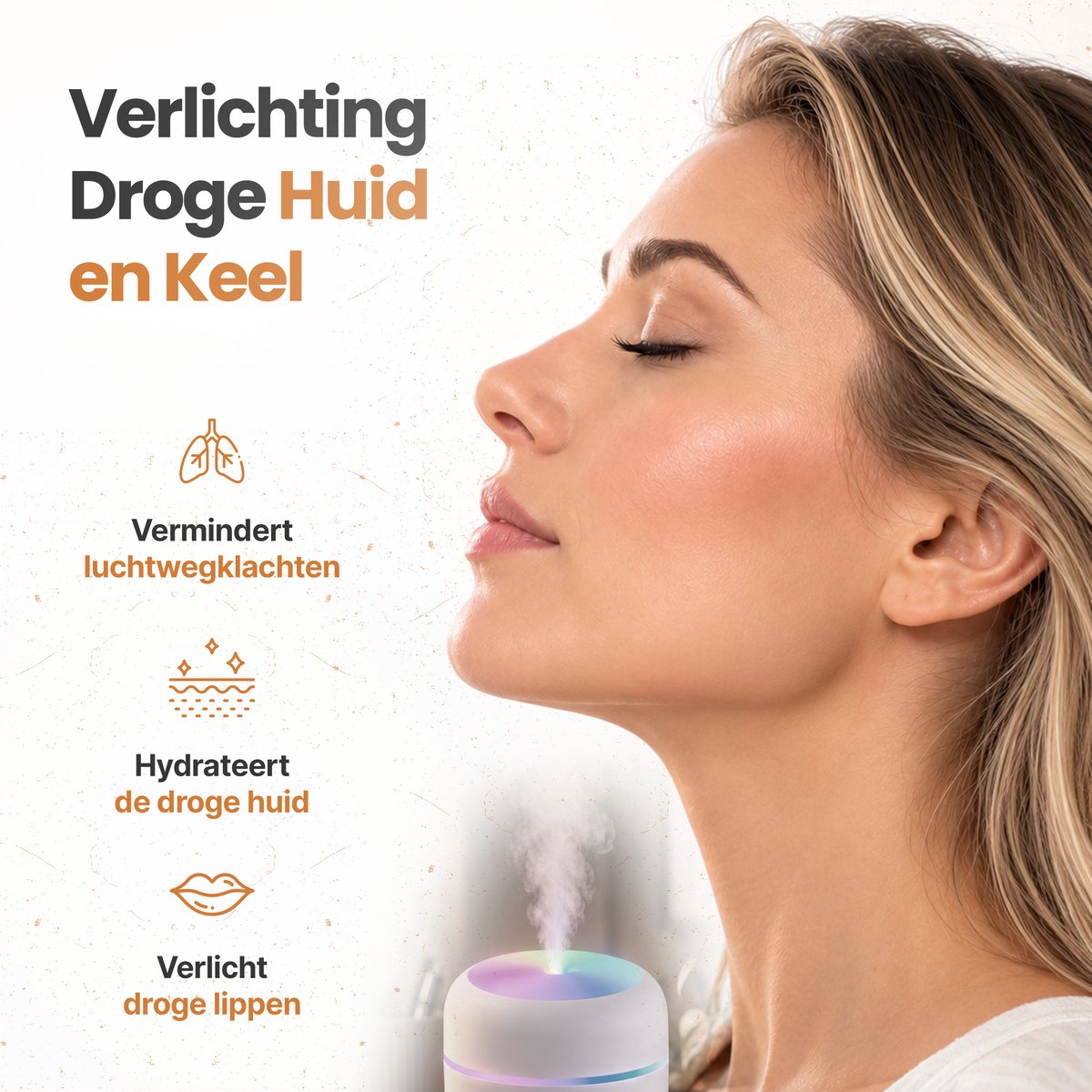 Rivello Aroma Diffuser - 300ML - Compact & Praktisch - Luchtbevochtiger Met Aromatherapie - Luchtreiniger - Incl. Led Verlichting - Slaapkamer - Wit — cadeau in Wonen & Interieur - foto 3