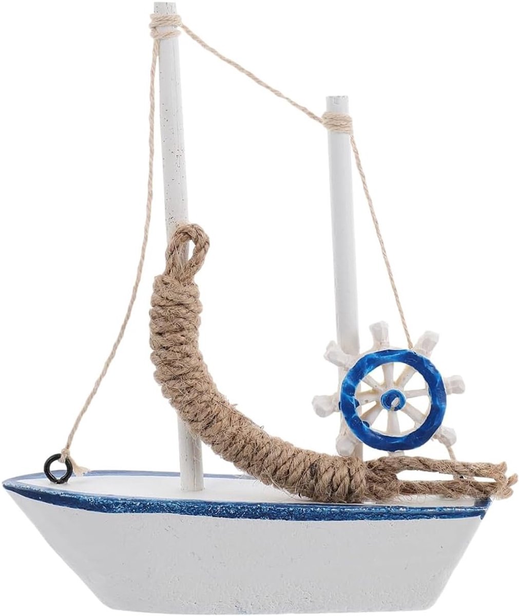 Houten zeilboot model - klein - mediterrane stijl - ideaal voor kantoor - Luxento