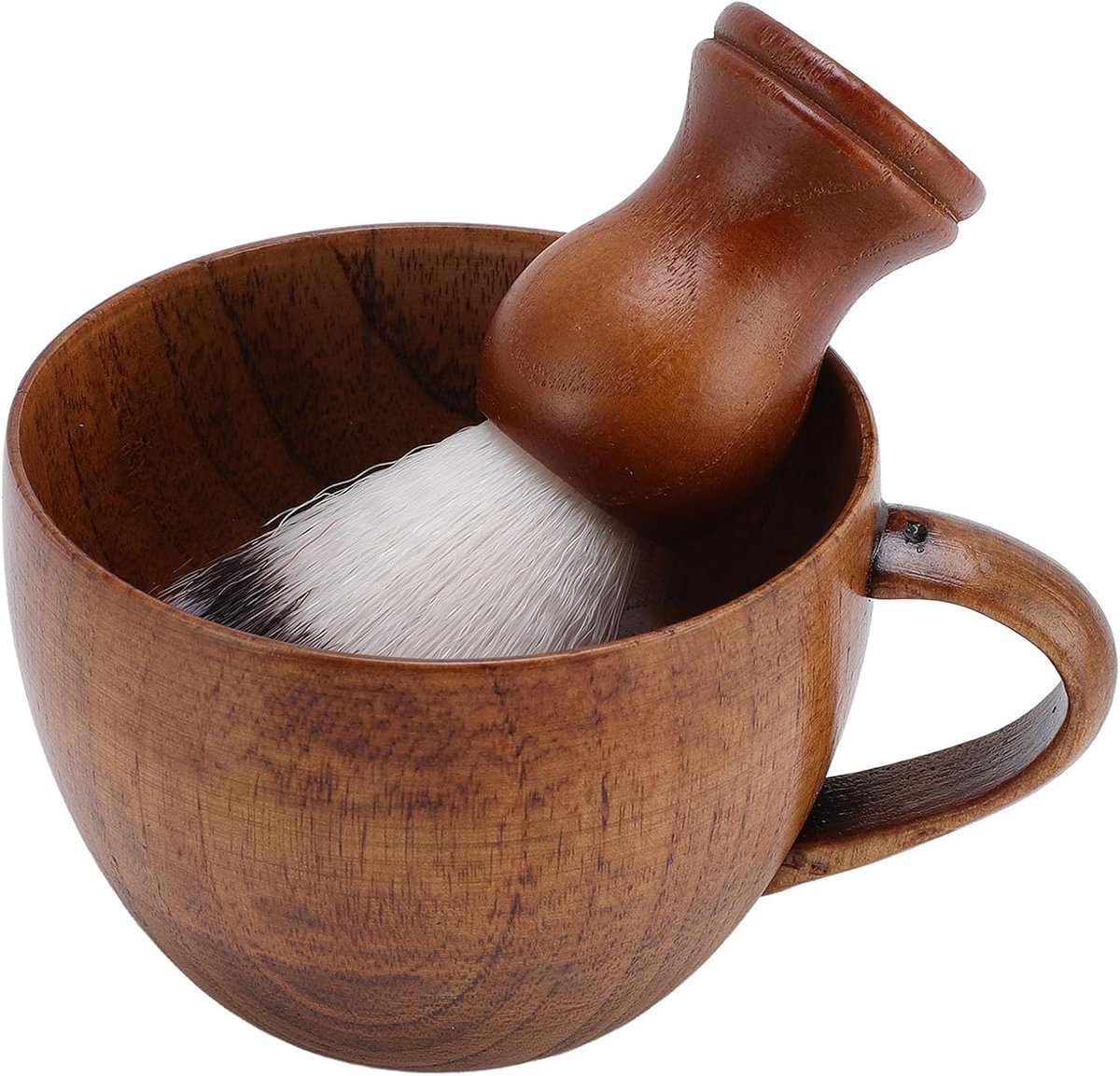 Dailygoods- Scheerborstelset 2-delig - Jujube Hout - Scheerkom - Nylon Borstelharen - Verzorgingsset - Ideaal voor Reizen - Scheerset
