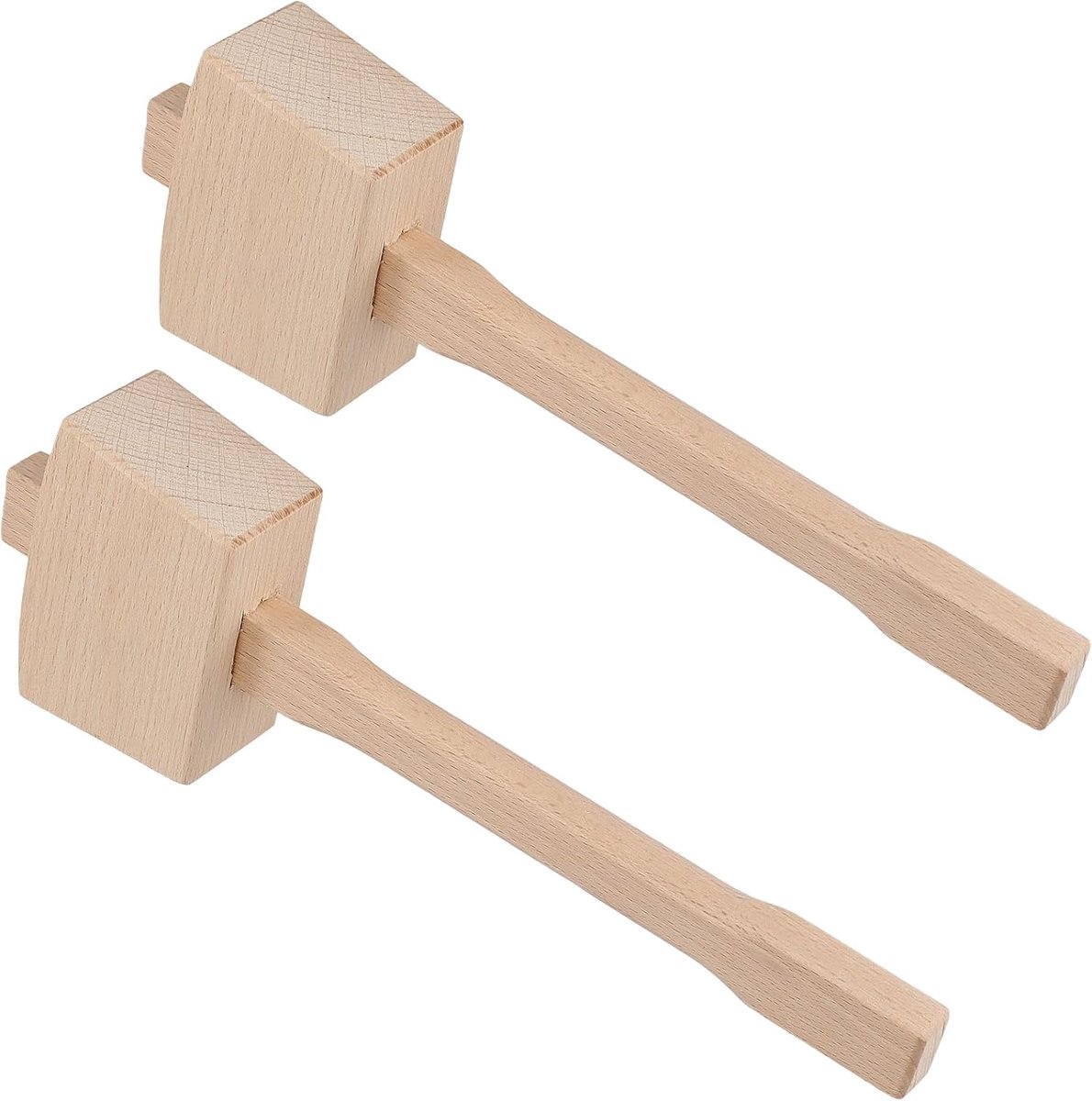 Dailygoods- Beukenhouten Hamer - 2 Stuks - Multifunctionele Houtbewerking - Ergonomisch Handvat - Slagvast - Duurzaam Beukenhout - Houten Hamer