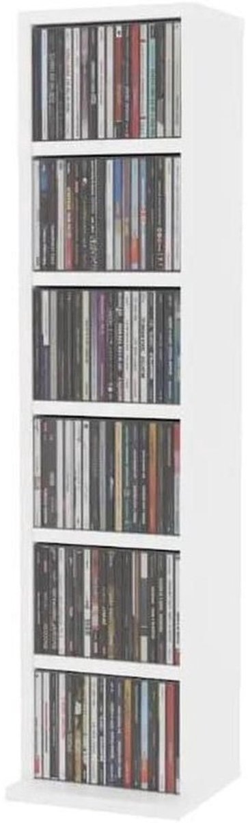Cd-rek met 6 vakken - Cd-standaard houten rek - Muziekcollectie organiseren - Open vitrine ontwerp